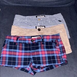 Y2K Abercrombie & Fitch Red low rise short bundle plaid gingham costal